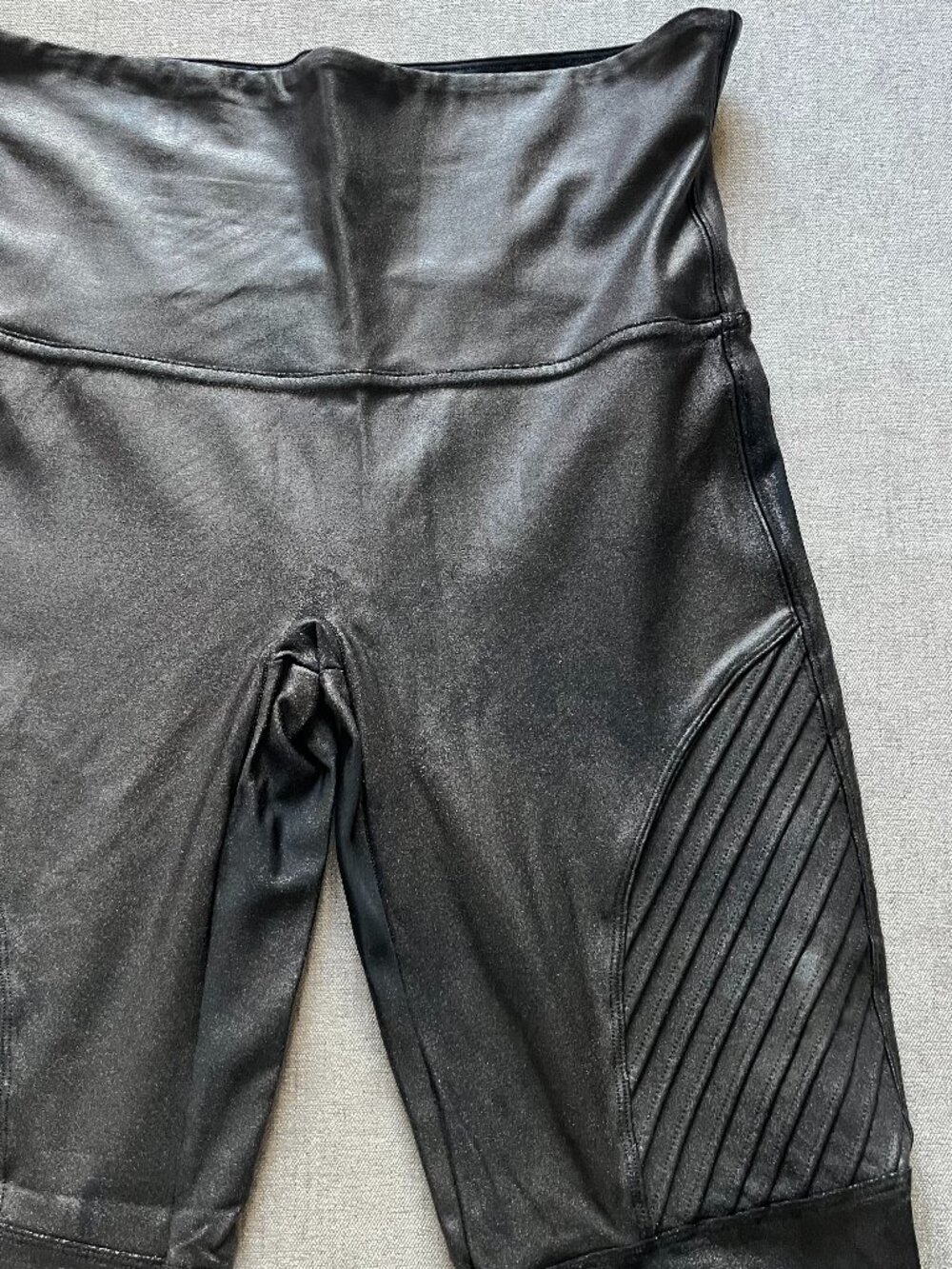 SPANX Leggings Women UK & EU XL Black Faux Leather High Waist Tummy Control - Picture 3 of 11